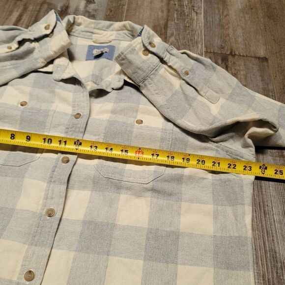 LL Bean Top Women XL Petite Gray Button Up Flannel Shirt Plaid Pockets Preppy - Picture 8 of 8
